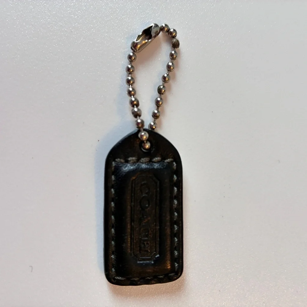 Coach Black Leather Ball Chain Hangtag